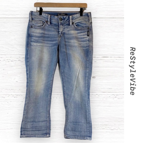 SILVER JEANS Women’s Size 29 W29/L22.5 Denim Suki Mid Rise Capri Super Stretch - Picture 1 of 14